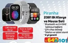 PİRANHA 2381 BLUETOOTH KABLOSUZ KLAVYE VE MOUSE SETİ